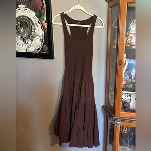 Hourglass Y2K Chocolate Brown Midi Ruffle Dress